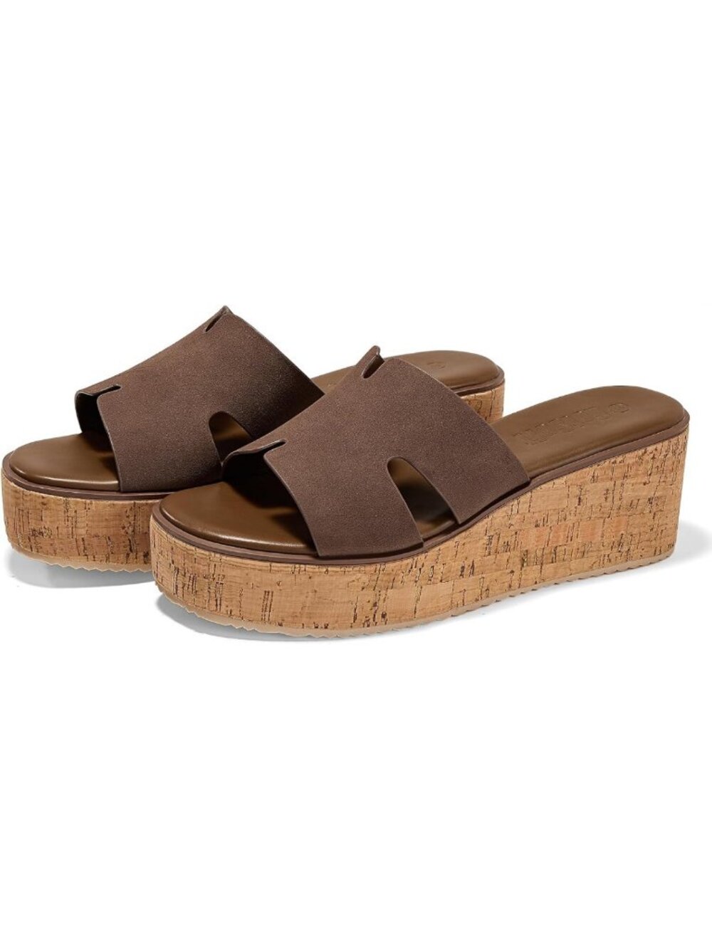 Stylish Open Toe Wedge Sandals for Women - Slip-On Cork Platform Slides
